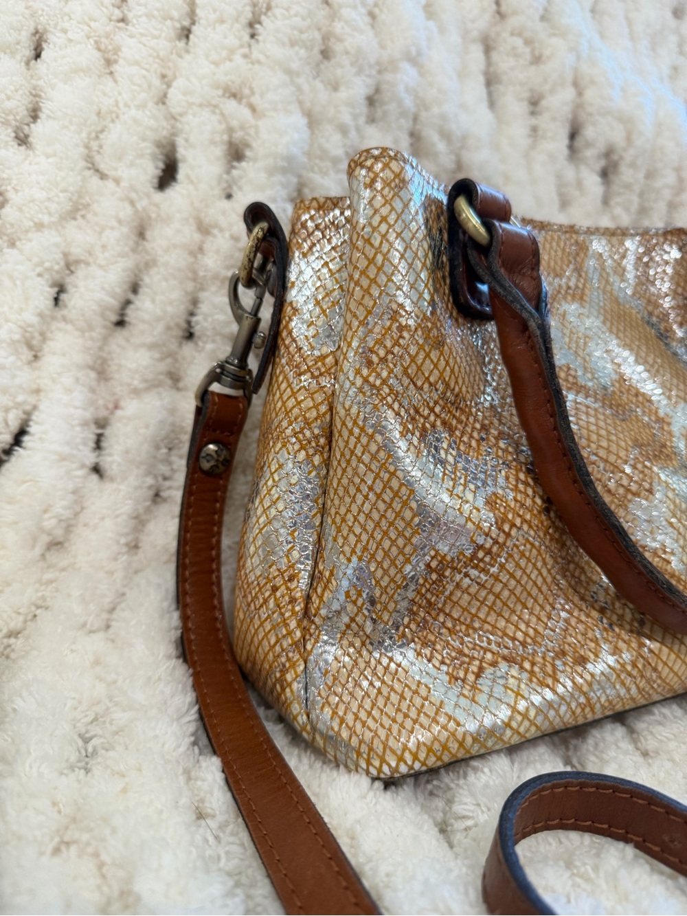 Patricia Nash Brown Snakeskin-Print Crossbody Satchel 10th anniversary - Picture 3 of 14